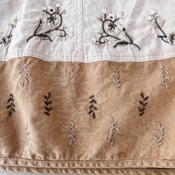 J. Jill Floral Embroidered Linen A-Line Cream Skirt w Pockets Size 10 / Cottage - Picture 8 of 16